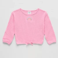 Okie Dokie Waffle Toddler & Little Girls Round Neck Long Sleeve T-Shirt