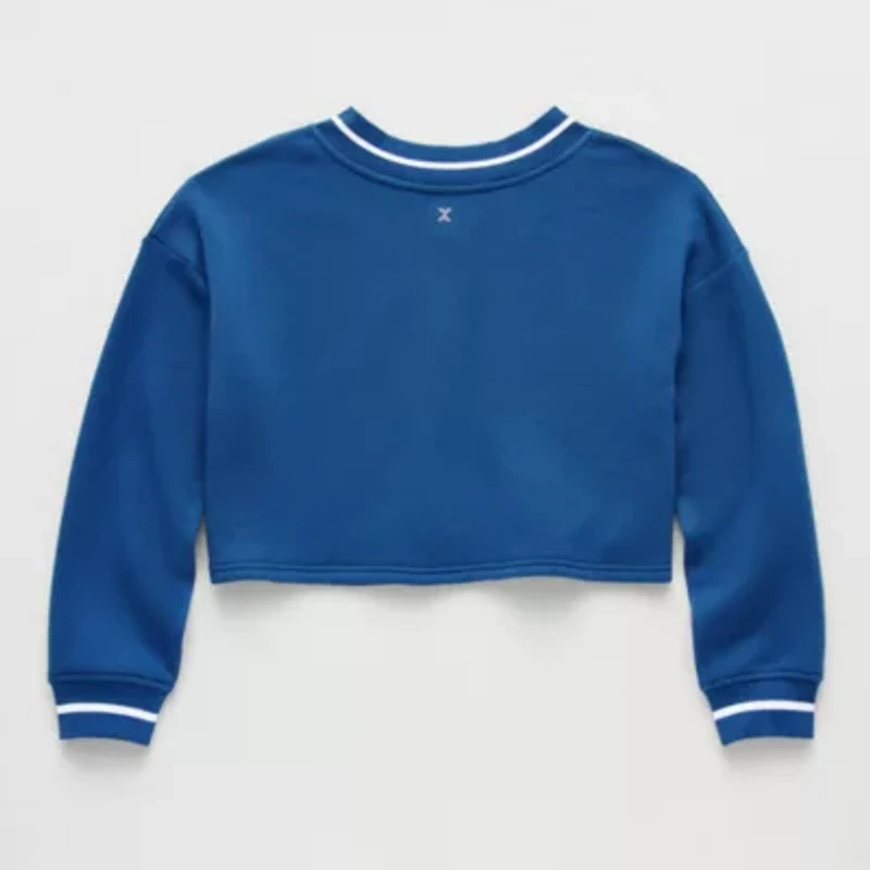 Xersion Little & Big Kid Girls V Neck Fleece Long Sleeve Sweatshirt