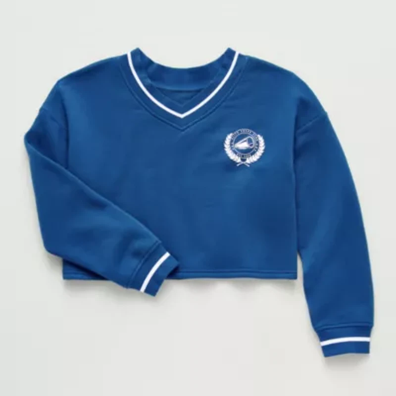 Xersion Little & Big Kid Girls V Neck Fleece Long Sleeve Sweatshirt