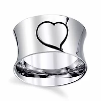 Womens Sterling Silver Heart Band
