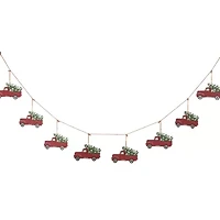 Glitzhome Metal Red Truck Indoor Garland