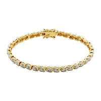 Silver Reflections Womens Natural White Diamond Accent 14K Gold Over Brass Round 7.25 Inch Tennis Bracelet