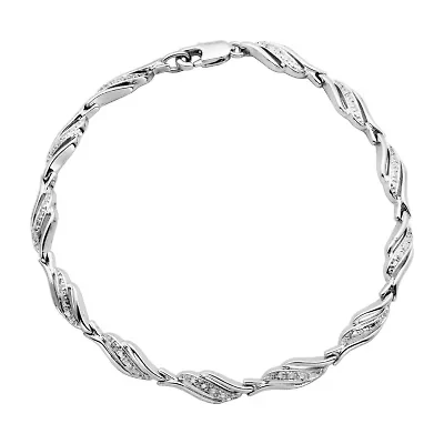 Silver Reflections Diamond Accent 7 1/4 Inch Link Round Tennis Bracelet