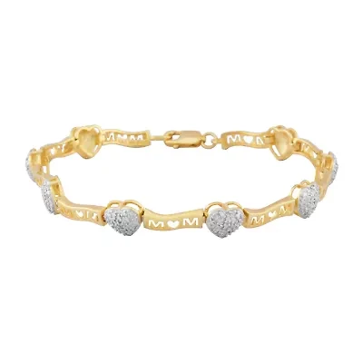 Silver Reflections Mom Diamond Accent 7.25 Inch Link Round Tennis Bracelet