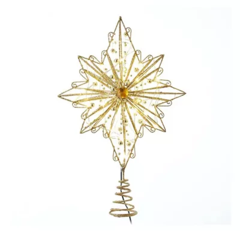 Kurt Adler 15.5-Inch 30-Light Fairy Light Gold Star Tree Topper