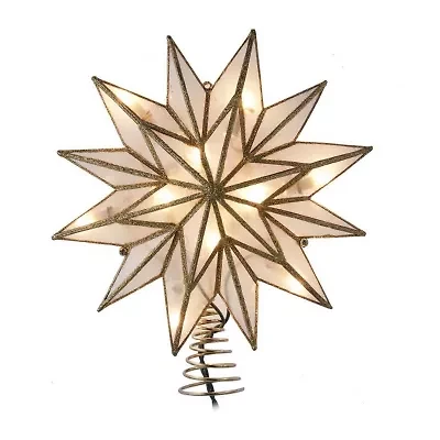 Kurt Adler 9.06-Inch UL 10-Light 12-Point Gold Capiz Star Treetop