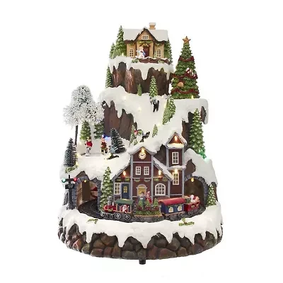 Kurt Adler 17-Inch Musical LED Village on Mountain Table Piece