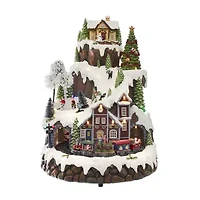 Kurt Adler 17-Inch Musical LED Village on Mountain Table Piece