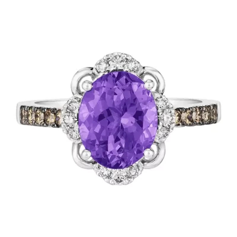 Le Vian® Grand Sample Sale™ Ring featuring 2 1/2 CT. Grape Amethyst™ 1/5 Nude Diamonds™ Chocolate Diamonds® set 14K Vanilla Gold®