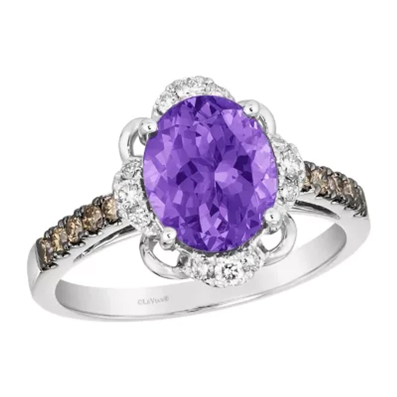 Le Vian® Grand Sample Sale™ Ring featuring 2 1/2 CT. Grape Amethyst™ 1/5 Nude Diamonds™ Chocolate Diamonds® set 14K Vanilla Gold®