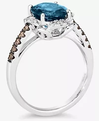 Le Vian® Grand Sample Sale™ Ring featuring CT. Deep Sea Blue Topaz™ 1/5 Chocolate Diamonds® 1/ Nude Diamonds™ set 14K Vanilla Gold