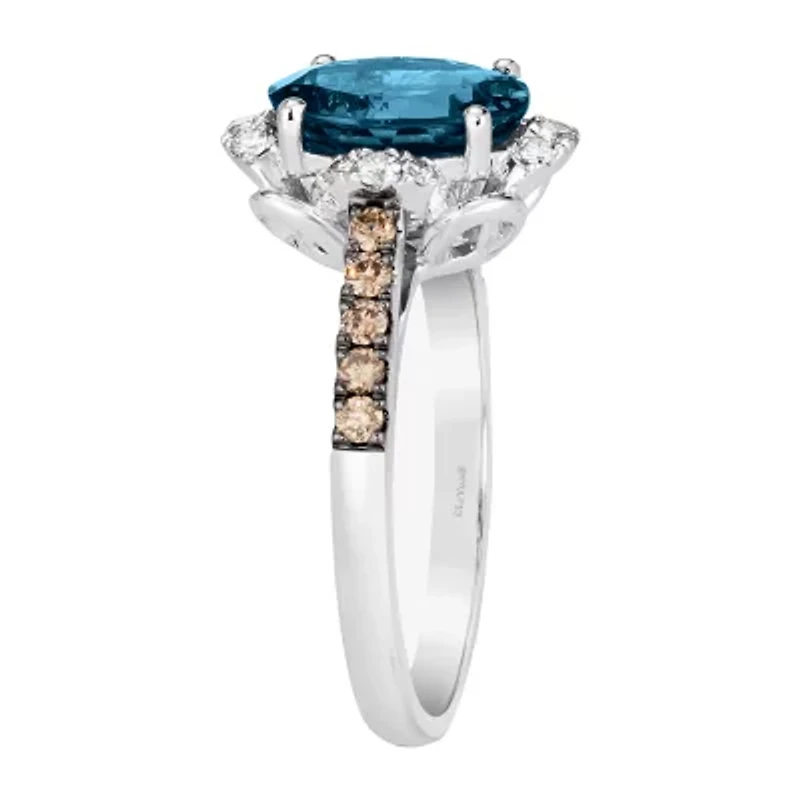 Le Vian® Grand Sample Sale™ Ring featuring CT. Deep Sea Blue Topaz™ 1/5 Chocolate Diamonds® 1/ Nude Diamonds™ set 14K Vanilla Gold