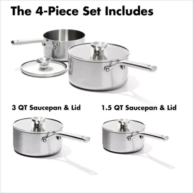 OXO Mira 3-Ply Stainless Steel  4-pc. Sauce Pan Set