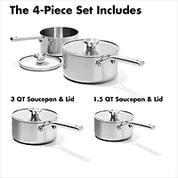 OXO Mira 3-Ply Stainless Steel  4-pc. Sauce Pan Set
