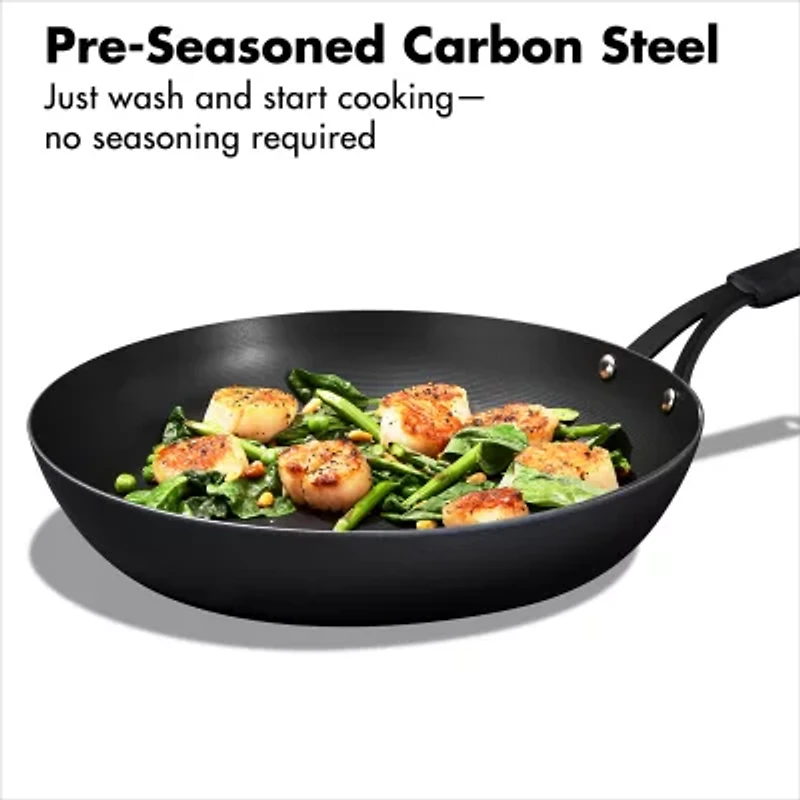 OXO Black Steel 12" Frying Pan with Silicone Sleeve