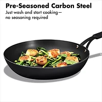 OXO Black Steel 12" Frying Pan with Silicone Sleeve