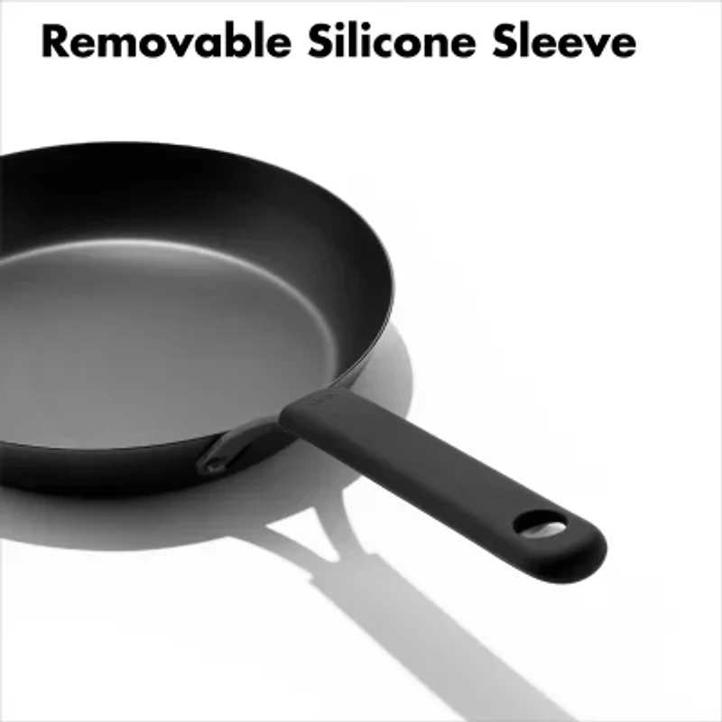 OXO Black Steel 12" Frying Pan with Silicone Sleeve