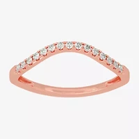 (H-I / Si1-Si2) Womens 2MM 1/8 CT. T.W. Lab Grown White Diamond 10K Gold Curved Wedding Band