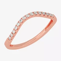 (H-I / Si1-Si2) Womens 2MM 1/8 CT. T.W. Lab Grown White Diamond 10K Gold Curved Wedding Band