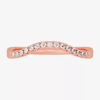 (H-I / Si1-Si2) Womens 2MM 1/8 CT. T.W. Lab Grown White Diamond 10K Gold Curved Wedding Band