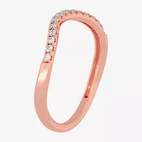 (H-I / Si1-Si2) Womens 2MM 1/8 CT. T.W. Lab Grown White Diamond 10K Gold Curved Wedding Band
