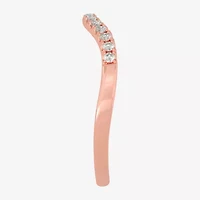 (H-I / Si1-Si2) Womens 2MM 1/8 CT. T.W. Lab Grown White Diamond 10K Gold Curved Wedding Band