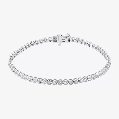 (H-I / Si2) Womens 1 1/2 CT. T.W. Lab Grown White Diamond 10K White Gold 7.25 Inch Tennis Bracelet