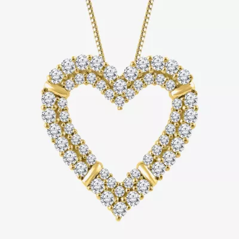 H-I / I1) Womens 1/ CT. T.W. Lab Grown White Diamond 10K Gold Heart 18 Inch Pendant Necklace