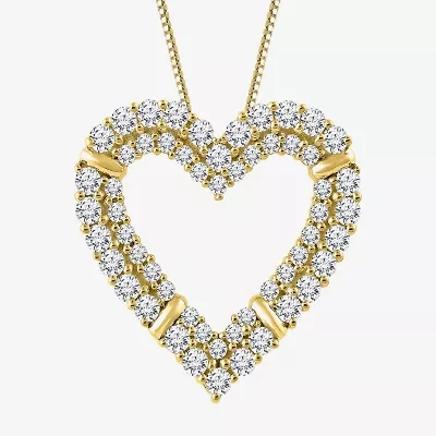 H-I / I1) Womens 1/ CT. T.W. Lab Grown White Diamond 10K Gold Heart 18 Inch Pendant Necklace