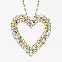 H-I / I1) Womens 1/ CT. T.W. Lab Grown White Diamond 10K Gold Heart 18 Inch Pendant Necklace