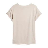 Peanuts Skating Tee Womens Juniors Scoop Neck Short Sleeve Oversized Graphic T-Shirt