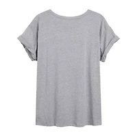 Peanuts Snoopy And Woodstock Skating Tee Womens Juniors Scoop Neck Short Sleeve Oversized Graphic T-Shirt