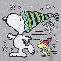 Peanuts Snoopy And Woodstock Skating Tee Womens Juniors Scoop Neck Short Sleeve Oversized Graphic T-Shirt