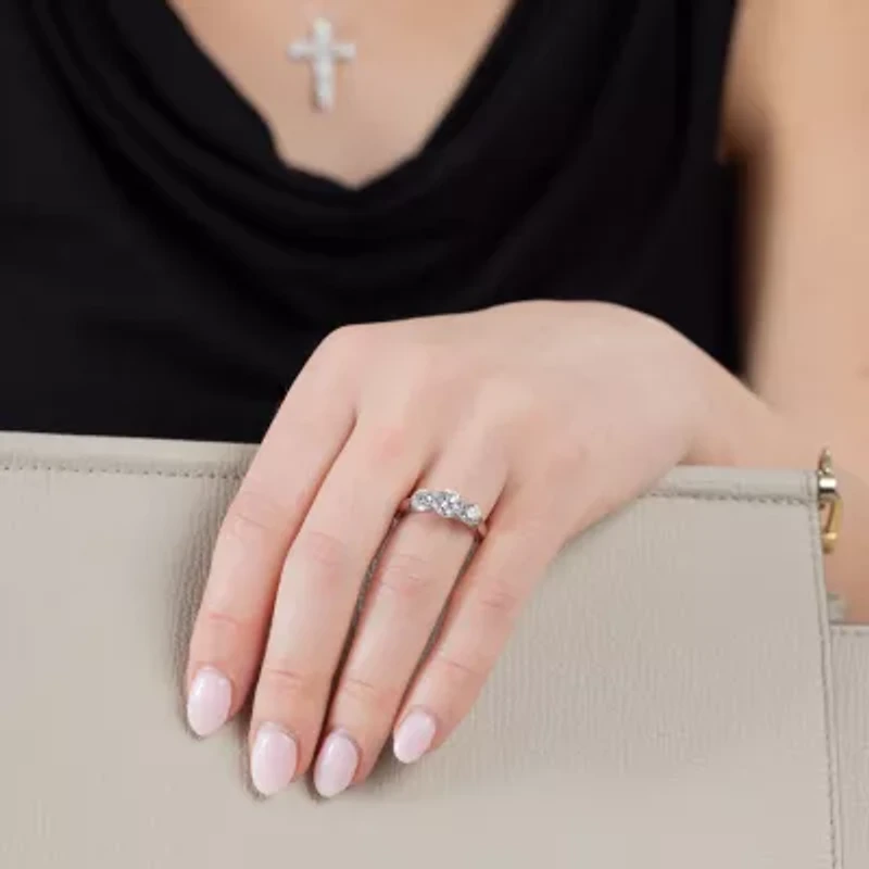 (F / Vs2) Womens 2 CT. T.W. Lab Grown White Diamond 14K Gold 3-Stone Engagement Ring