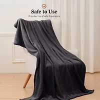 Sealy® Heated Flannel Throw in Beige