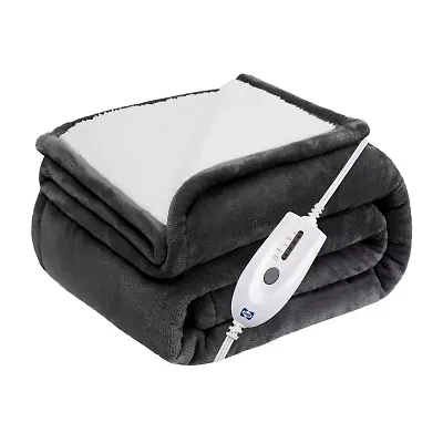 Sealy Heated Flannel Sherpa Throw with Controller