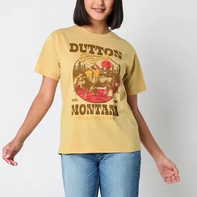Yellowstone Boyfriend Tee Womens Crew Neck Short Sleeve Loose Fit Juniors Graphic T-Shirt