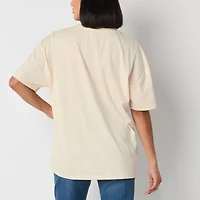 New World Bear Bow Oversized Tee Womens Crew Neck Short Sleeve Loose Fit Juniors Graphic T-Shirt
