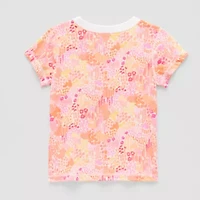 Okie Dokie Toddler Girls Round Neck Short Sleeve Adaptive Regular Fit Graphic T-Shirt