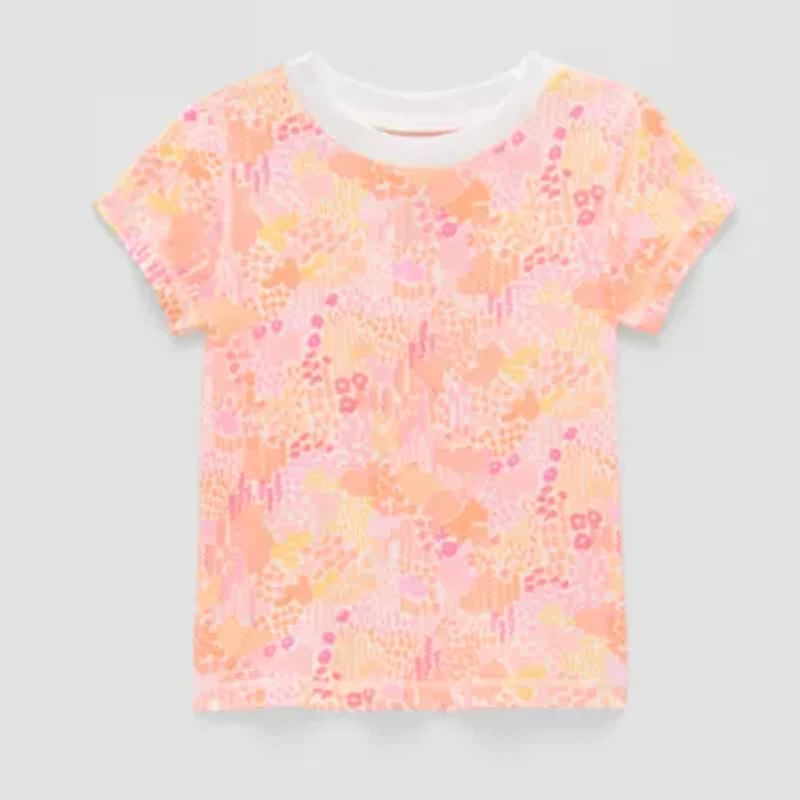 Okie Dokie Toddler Girls Round Neck Short Sleeve Adaptive Regular Fit Graphic T-Shirt