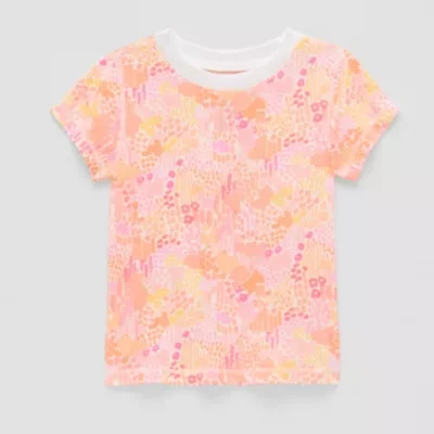 Okie Dokie Toddler Girls Round Neck Short Sleeve Adaptive Regular Fit Graphic T-Shirt