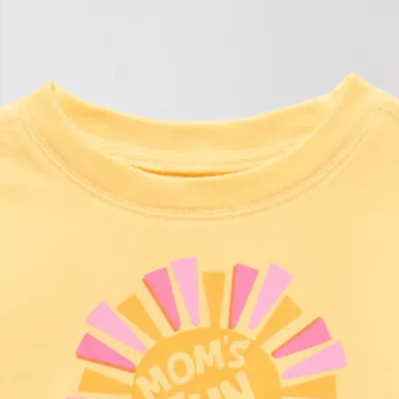 Okie Dokie Toddler Girls Round Neck Short Sleeve Adaptive Regular Fit Graphic T-Shirt
