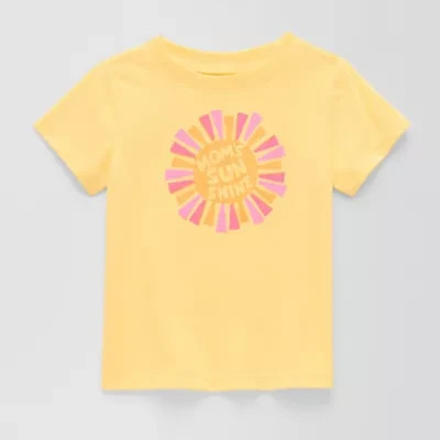 Okie Dokie Toddler Girls Round Neck Short Sleeve Adaptive Regular Fit Graphic T-Shirt