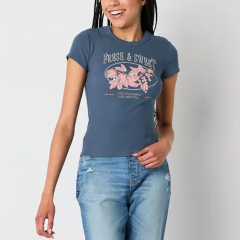 Arizona Womens Juniors Easy-on + Easy-off Short Sleeve Adaptive T-Shirt