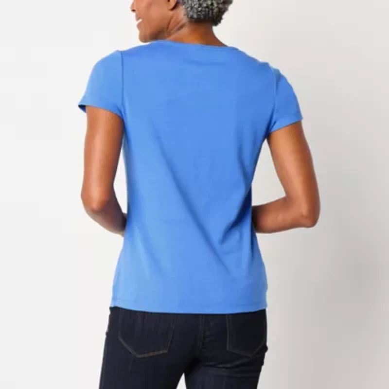St. John's Bay Womens Crew Neck Short Sleeve T-Shirt