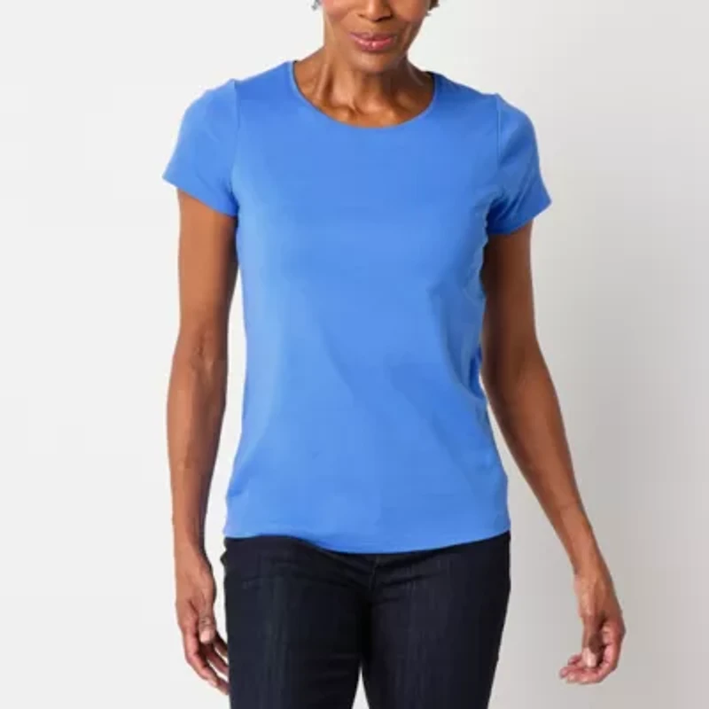 St. John's Bay Womens Crew Neck Short Sleeve T-Shirt