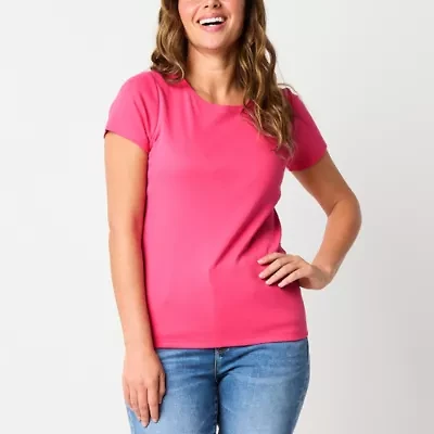 St. John's Bay Womens Crew Neck Short Sleeve T-Shirt