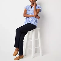 St. John's Bay Womens Split Crew Neck Short Sleeve Blouse