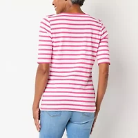 St. John's Bay Womens Boat Neck Elbow Sleeve Blouse