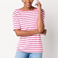 St. John's Bay Womens Boat Neck Elbow Sleeve Blouse